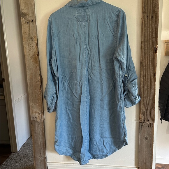 SO Ladies Blue Chambray Roll Up Long Sleeve Shirt Dress GUC Size XL Soft & Light - Picture 2 of 8